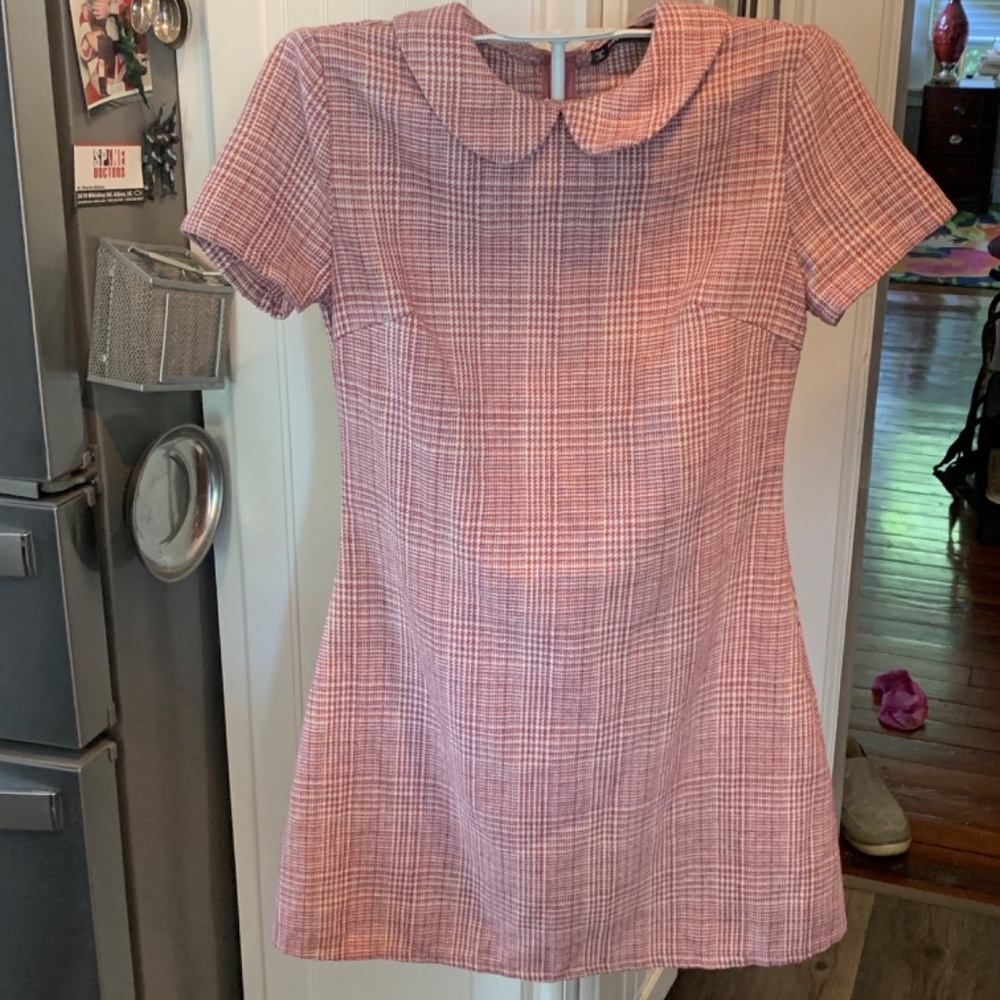 Shein plaid Peter Pan collar mini in red. Worn once - Picture 3 of 6